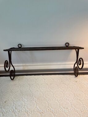 Decorative Scroll Iron Wall Shelf - Brown